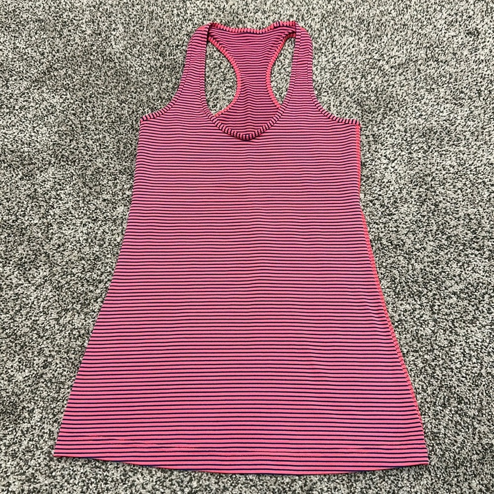 Size 4 Pink & Blue Striped Lululemon Racerback Tank Top